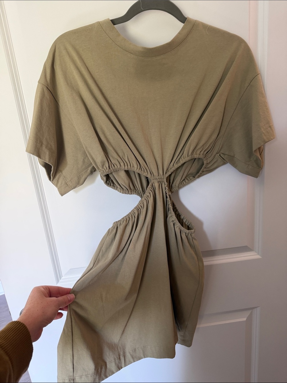 Women's Mini Dress with Cinched Cutout - Olive